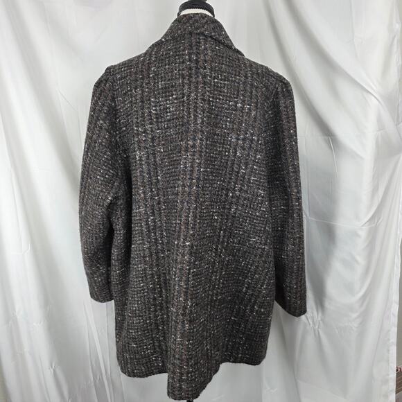 VTG Dani Colby Brown Tweed Wool Blend Coat Women 24W Double Breasted Winter - Picture 8 of 12
